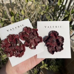 burgundy brooch & earrings
